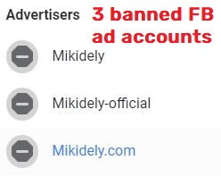 mikidely kentesh ltd scam banned facebook ad accounts