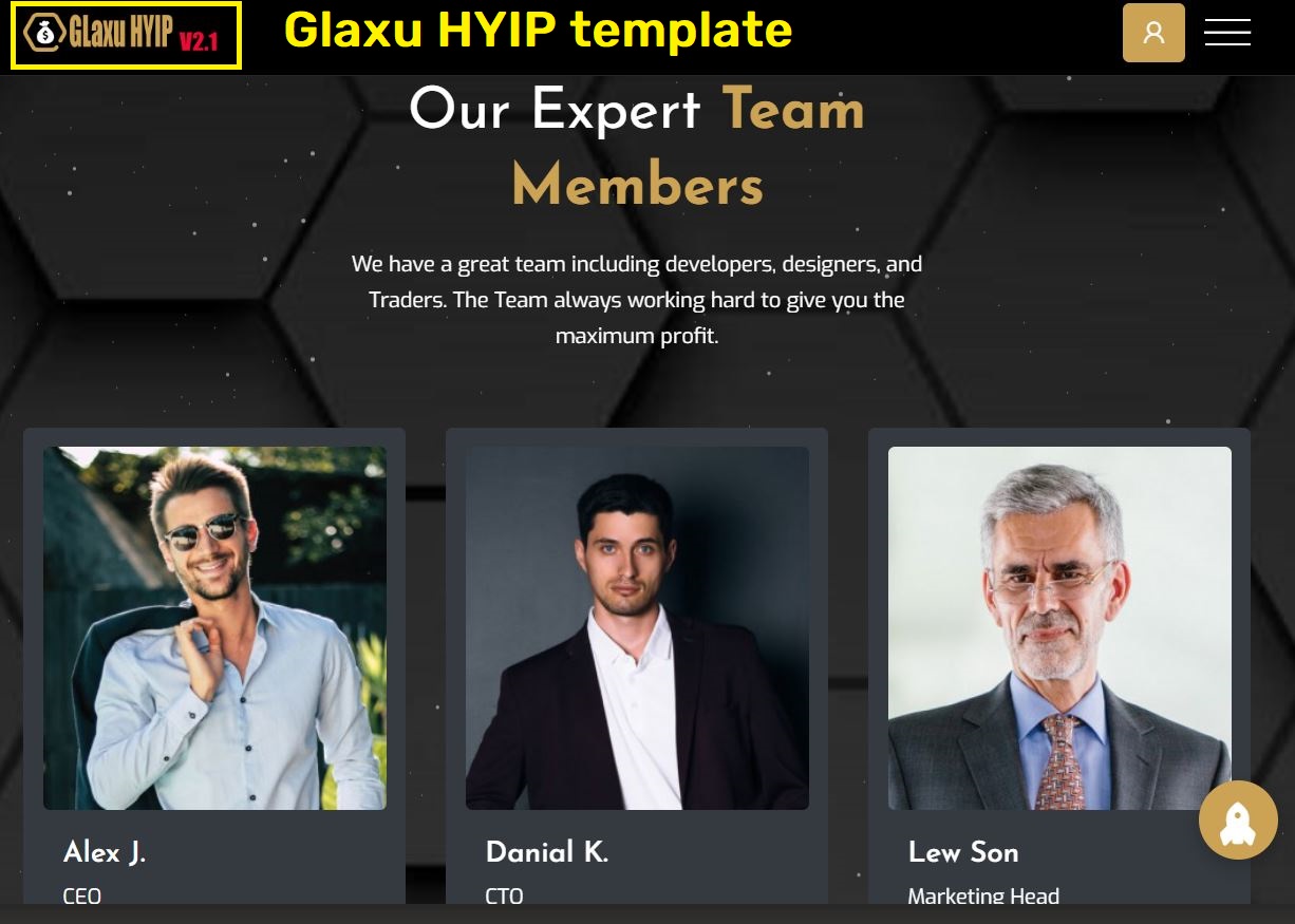 glaxu hyip scam template team members