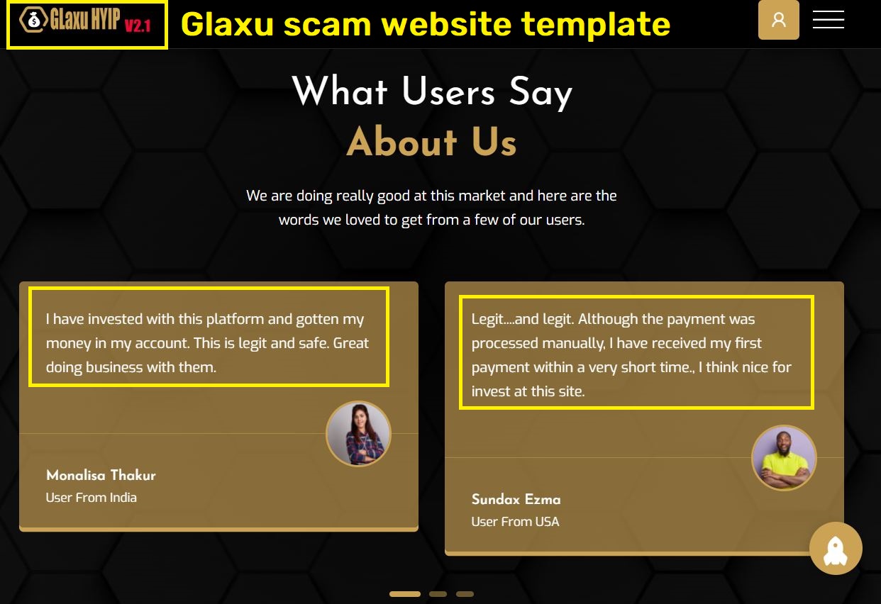 glaxy hyip scam template testimonials