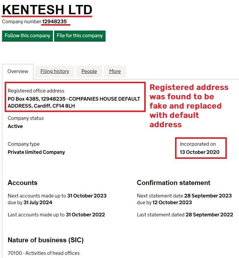 kentesh ltd scam uk registration 1