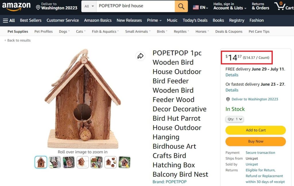 amazon bird house real price 1