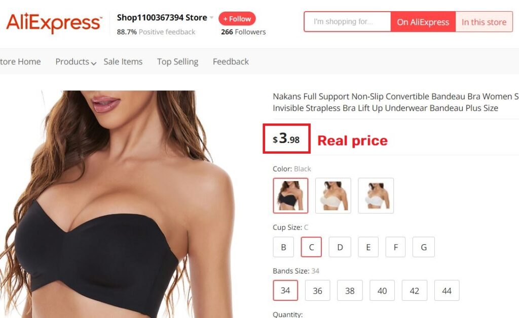 aliexpress real price for bra