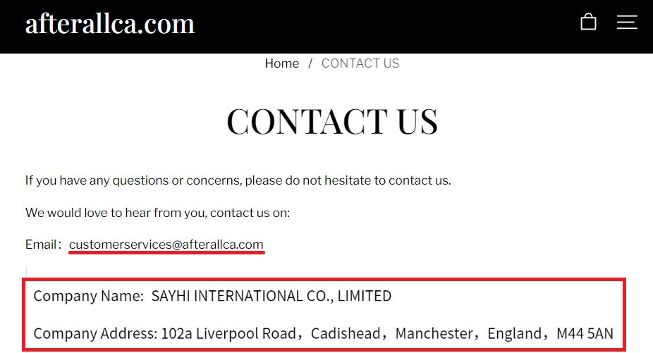 afterallca sayhi international co ltd scam contact details