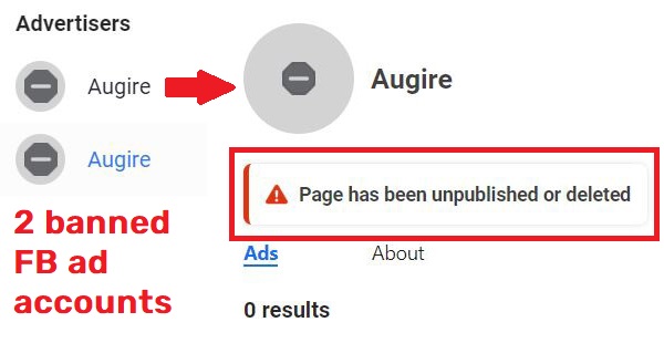 augire fadel-beatty limited scam banned facebook ad accounts