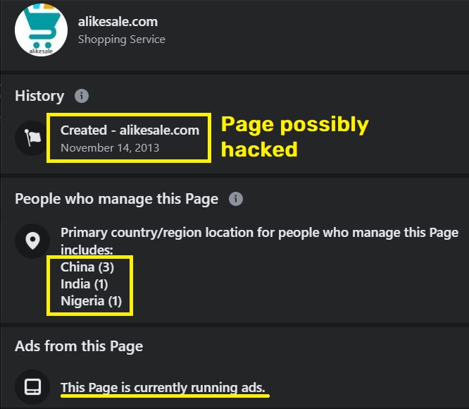 alikesale.com scam facebook page information