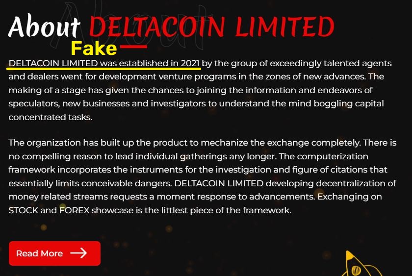 deltacoin limited scam fake website age