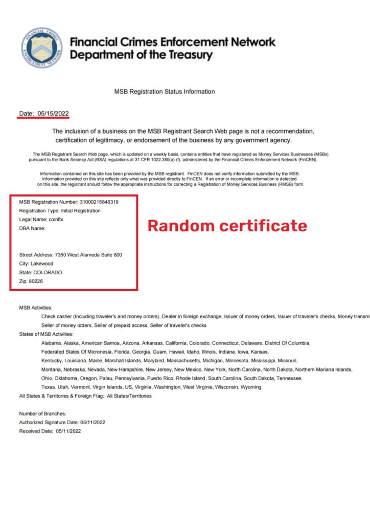 bitvavo88 scam fake msb certificate