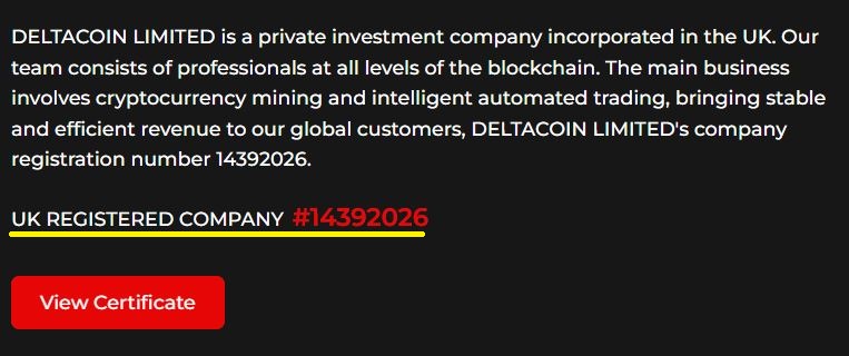 deltacoin limited scam registration number