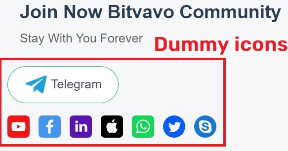 bitvavo88 scam dummy social media icons