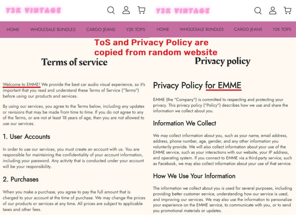 qatarcloth tusuh scam copied tos and privacy policy