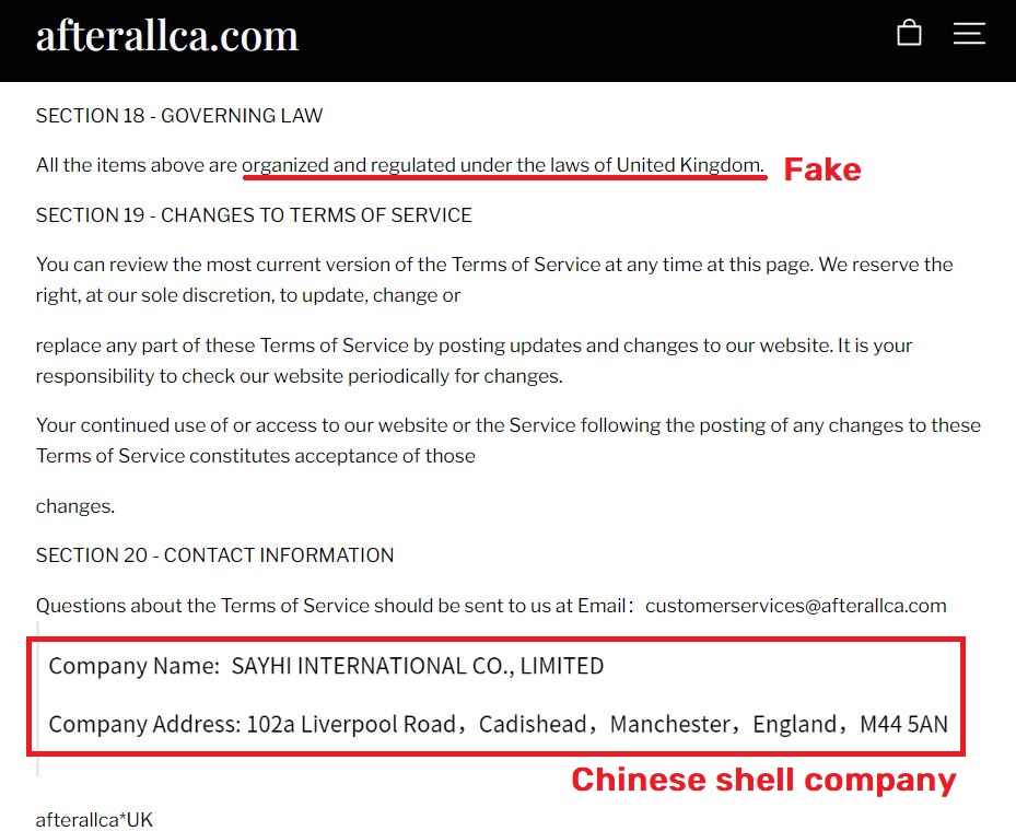 afterallca sayhi international co ltd scam terms