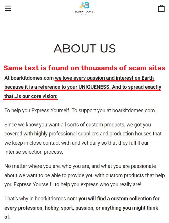 boarkitdomes scam uniqueness scam shopping sites