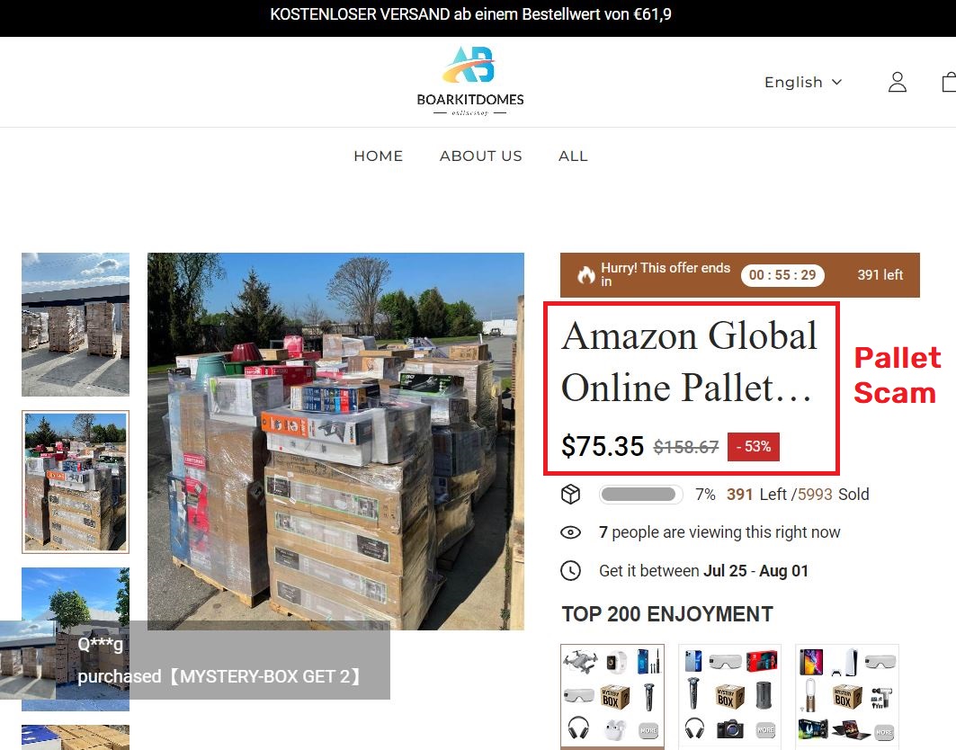 boarkitdomes scam fake amazon pallets