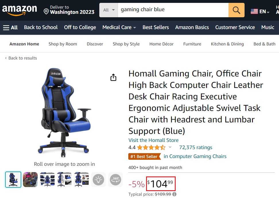 amazon ergonomic gaming chair real price