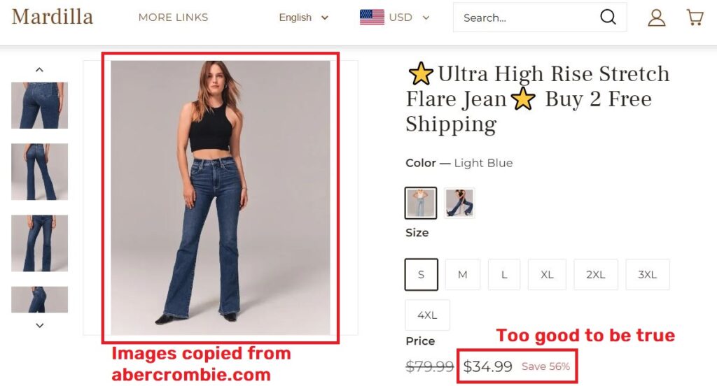 mardilla scam ultra high stretch flare jeans fake price