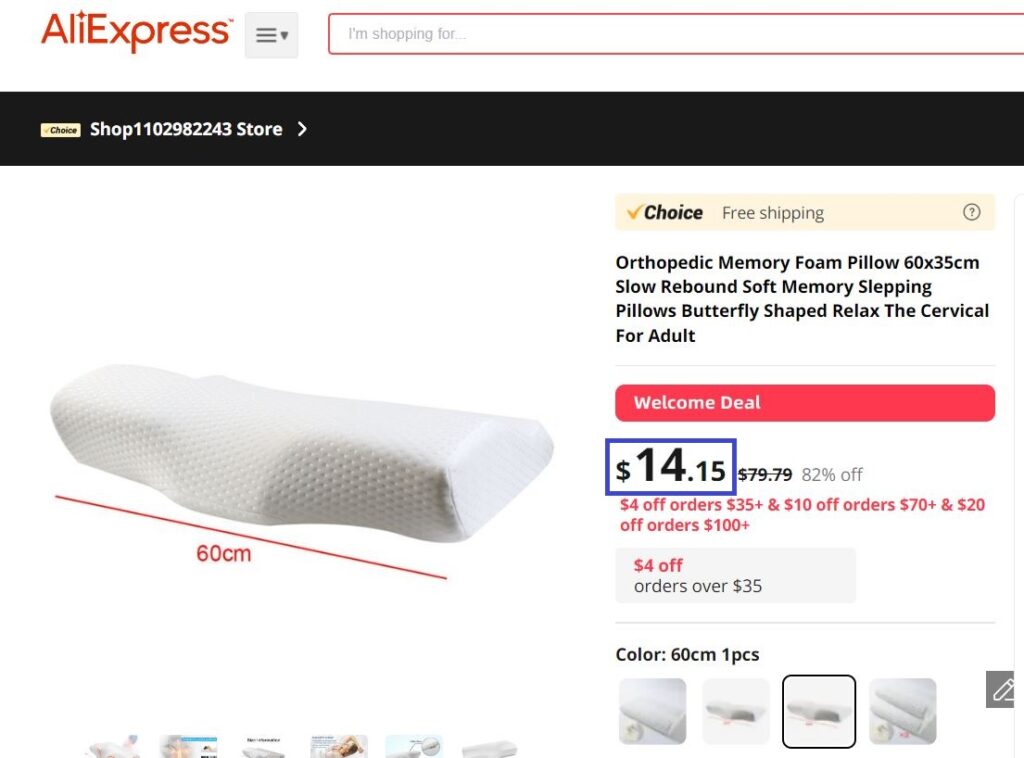 memory foam pillow real price