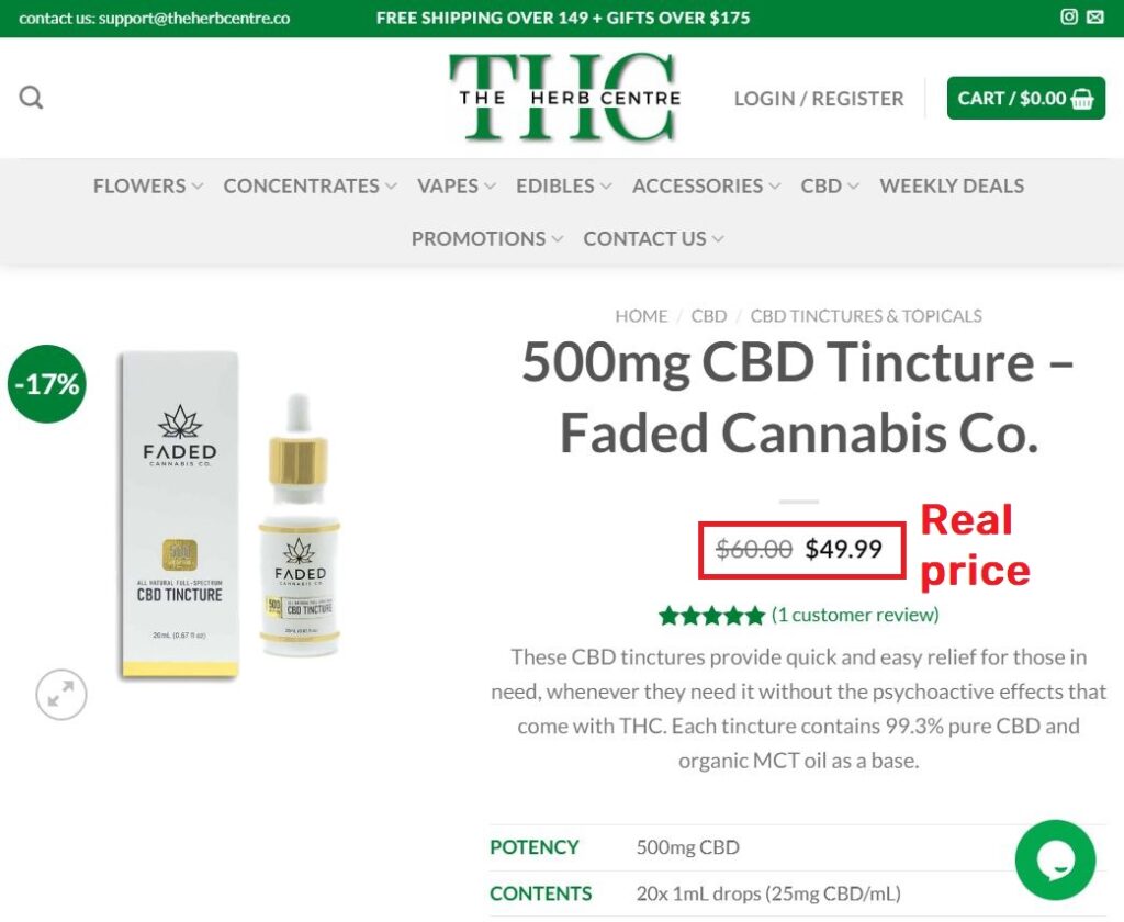 faded tincture real price