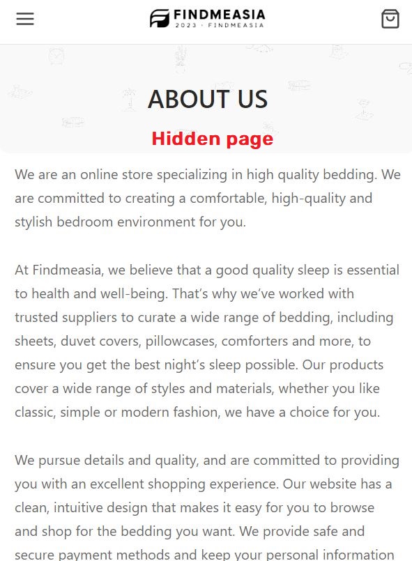 findmeasia scam hidden about us page