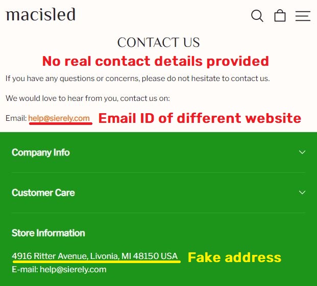 macisled scam fake contact details