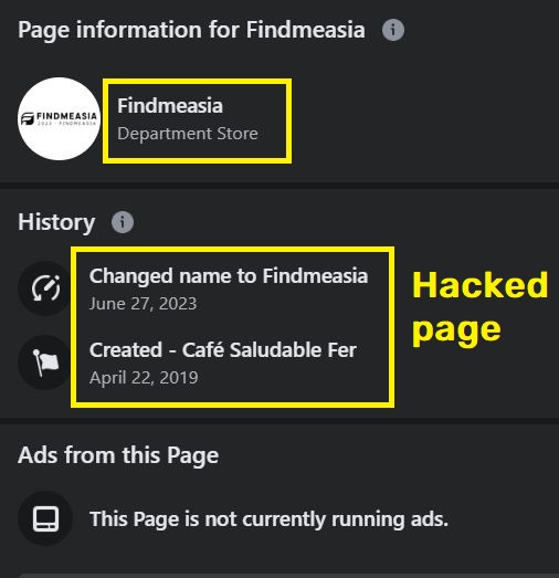 findmeasia scam facebook page hacked profile