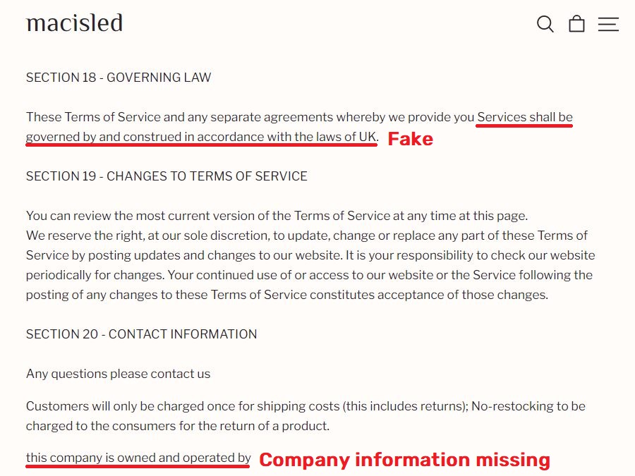 macisled scam fake terms of service