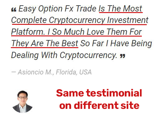 easy option fx trade scam fake testimonial