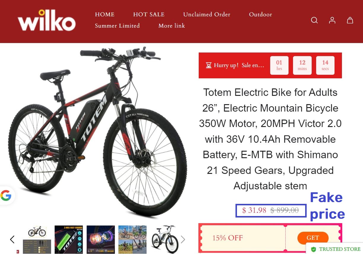 wilkoclosing scam totem electric bike fake price