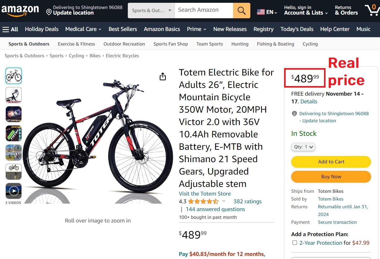 amazon totem electric bike real price