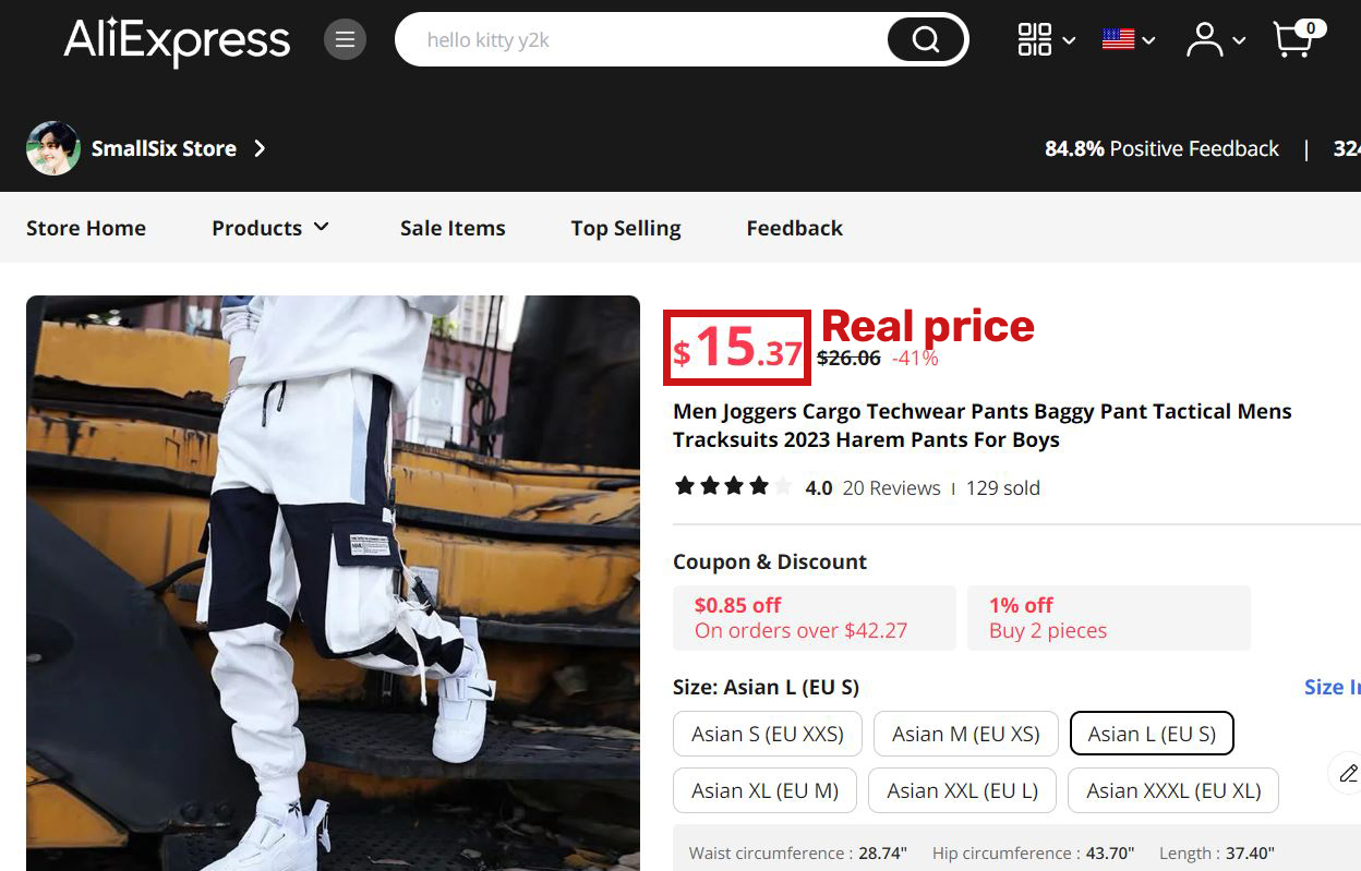 aliexpress cargo pants real price