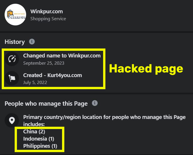 winkpur lettymar cyprus scam hacked facebook page
