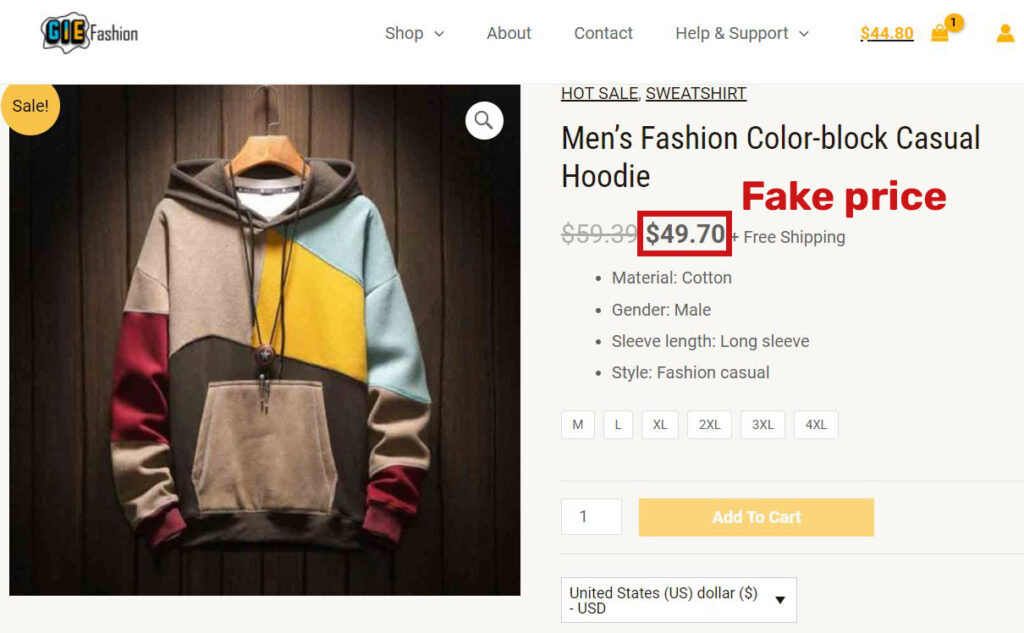 Fashiongiegie scam hoodie fake price