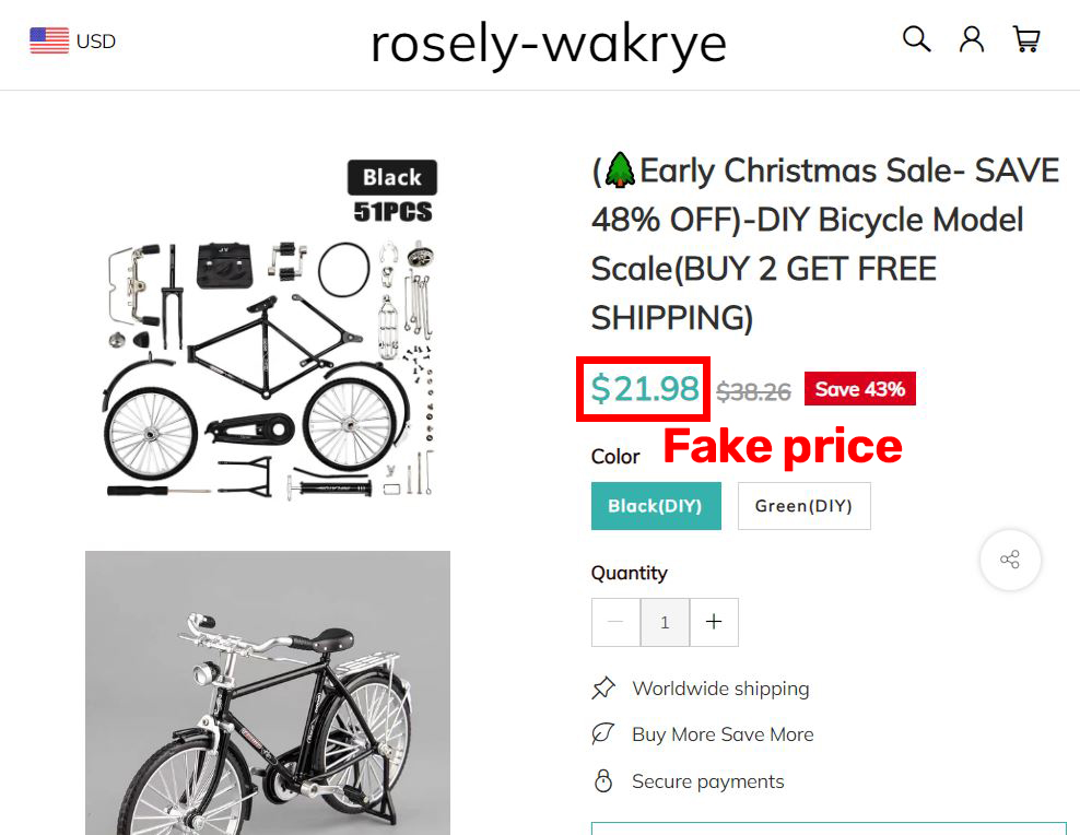 rosely-wakrye scam scale bicycle model fake price