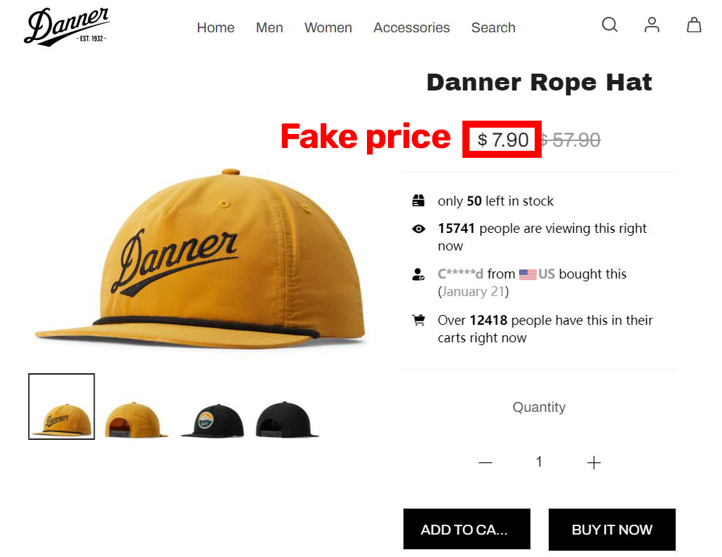 Dannerusa rope hat fake price