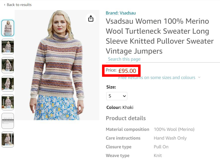 amazon uk merino cashmere sweater real price