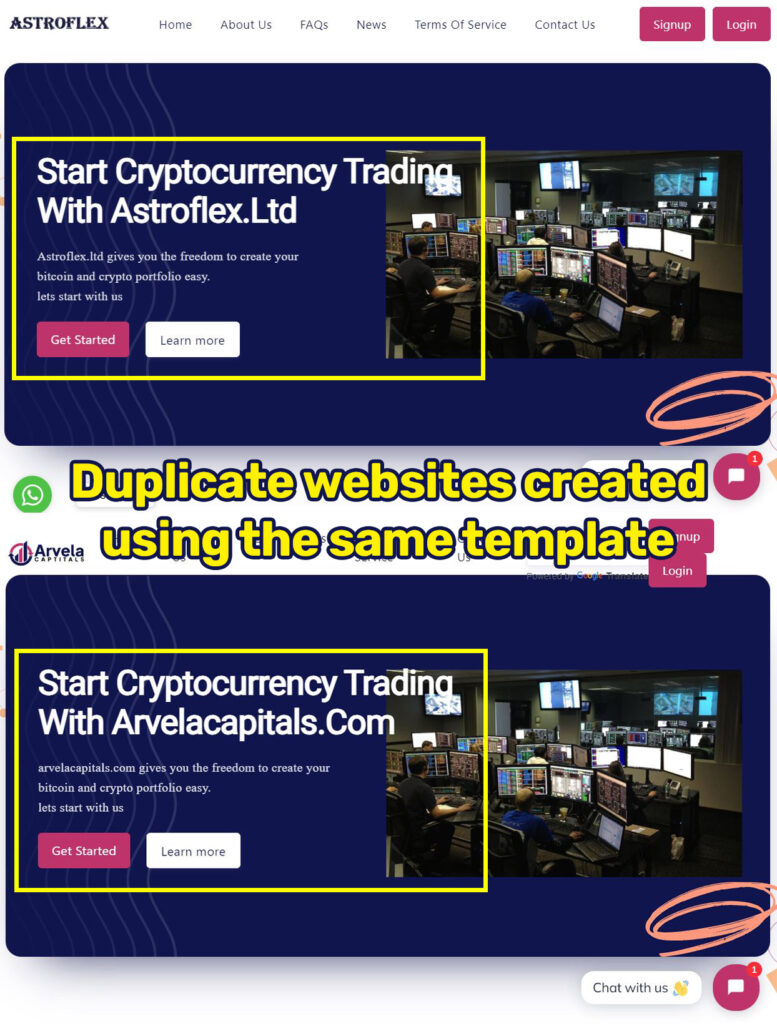 astroflex scam template duplicate site