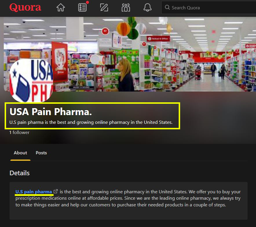 usapainpharma scam fake about us page