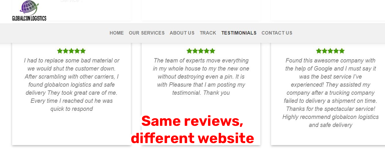 fake logistics reviews 1